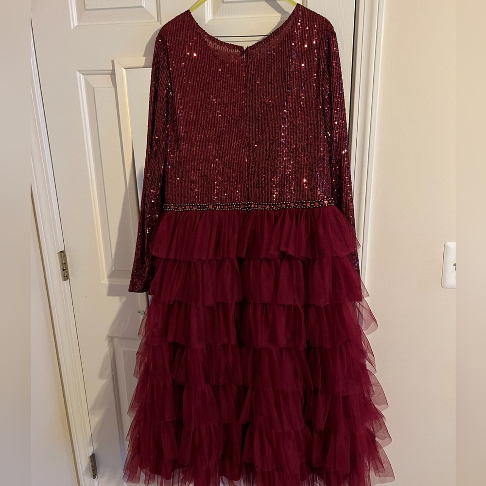 LONG SLEEVE RUFFLE TIERED MIDI DRESS - Picture 4 of 4